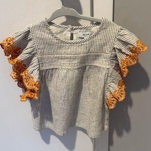 Reiss Kids Striped Blouse with Orange Trim